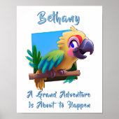 Naam toevoegen Tekst, Baby Macaw Parrot Ara Bird N Poster (Voorkant)