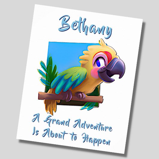 Naam toevoegen Tekst, Baby Macaw Parrot Ara Bird N Poster