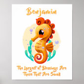 Naam toevoegen Tekst, Baby Seahorse Nursery Poster (Voorkant)