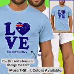 Naam toevoegen Tekst bewerken - Blue Love Australi T-shirt<br><div class="desc">Blue Love with heart and Aust Flag T-Shirt - - Voeg jouw naam of Tekst toe - een of meer regels - Bekijk nog veel meer Australische design in mijn winkel!</div>