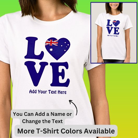 Naam toevoegen Tekst bewerken - Blue Love Australi T-shirt