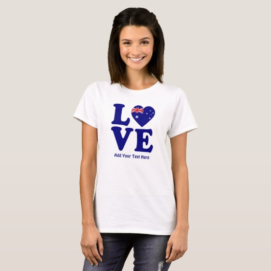 Naam toevoegen Tekst bewerken - Blue Love Australi T-shirt (Voorkant volledig)