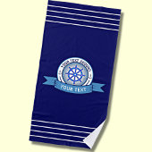 Naam toevoegen Tekst, Blauw Wit Nautical Shield Wh Strandlaken