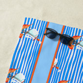 Naam toevoegen Tekst, Blauwe Witte Stripes & Sail  Strandlaken (In situ)