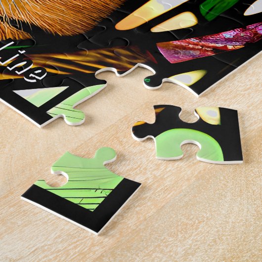 Naam toevoegen Tekst, Glas in lood Tabby Kat Blauw Legpuzzel (Zijkant)