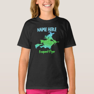 Naam toevoegen & Tekst-heks-broomstick-halloween T-shirt