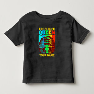 Naam toevoegen Tekst Juneteenth Black Queen Afro M Kinder Shirts
