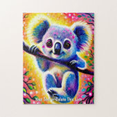 Naam toevoegen Tekst, Kleurrijke Baby Koala in de Legpuzzel (Verticaal)