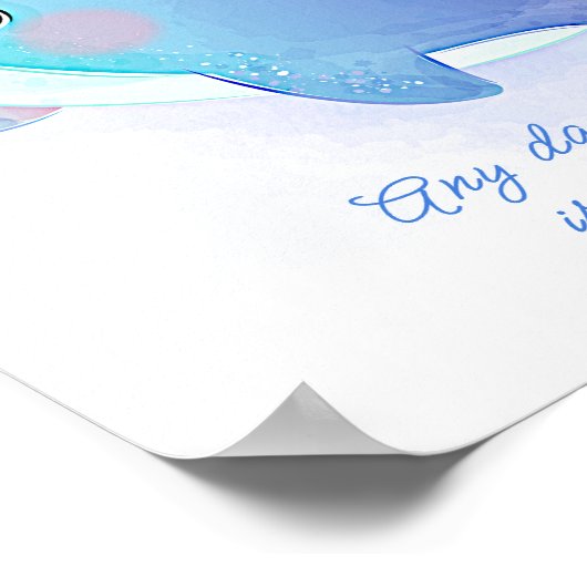 Naam toevoegen Tekst, Narwhal Whale en Baby Nurser Poster (Hoek)