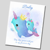 Naam toevoegen Tekst, Narwhal Whale en Baby Nurser Poster