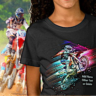 Naam toevoegen Tekst (of Verwijderen) Motocross Bi T-shirt
