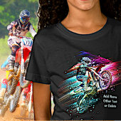 Naam toevoegen Tekst (of Verwijderen) Motocross Bi T-shirt