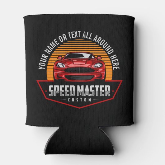 Naam toevoegen Tekst Rood Aangepaste SNELHEID MAST Blikjeskoeler (Achterkant)