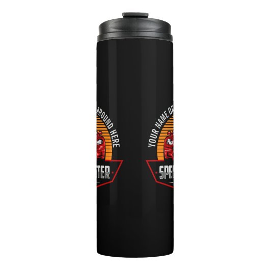 Naam toevoegen Tekst Rood Aangepaste SNELHEID MAST Thermosbeker (Voorkant)