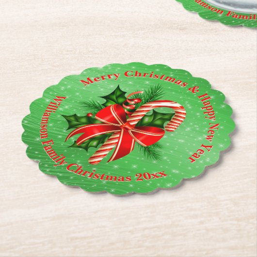 Naam toevoegen Tekst rood met 20xx kerstmis wijzig Kartonnen Onderzetters (Gekanteld)