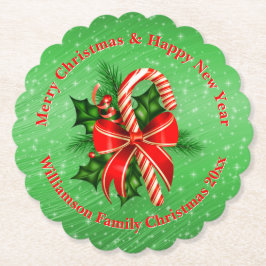 Naam toevoegen Tekst rood met 20xx kerstmis wijzig Kartonnen Onderzetters