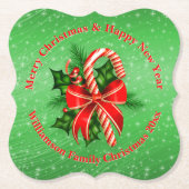 Naam toevoegen Tekst rood met 20xx kerstmis wijzig Kartonnen Onderzetters (Voorkant)