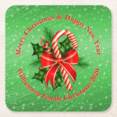 Naam toevoegen Tekst rood met Kerstmis wijzigen Kartonnen Onderzetters (Voorkant)