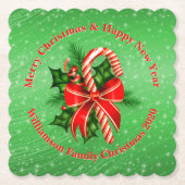 Naam toevoegen Tekst rood met Kerstmis wijzigen Kartonnen Onderzetters (Voorkant)