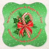 Naam toevoegen Tekst rood met Kerstmis wijzigen Kartonnen Onderzetters (Voorkant)