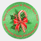 Naam toevoegen Tekst rood met Kerstmis wijzigen Ronde Sticker (Voorkant)