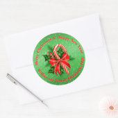 Naam toevoegen Tekst rood met Kerstmis wijzigen Ronde Sticker (Envelop)