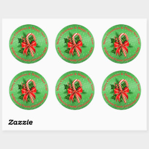 Naam toevoegen Tekst rood met Kerstmis wijzigen Ronde Sticker