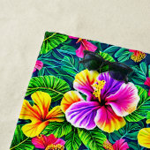 Naam toevoegen Tekst Tropisch Hibiscus Flower Oerw Strandlaken (In situ)