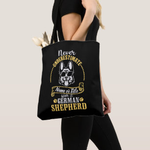 Naam toevoegen / Titel Nooit onderschatten, met ee Tote Bag
