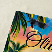 Naam toevoegen Tropische bloemen & flamingo's op Strandlaken (In situ)