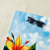 Naam toevoegen Tropische bloemen op het zand Strandlaken (In situ)