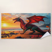 Naam toevoegen, Vuur Ademende Draak op het strand, Strandlaken (Voorkant)