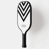 Naam toevoegen Wit en zwart minimalistische Chevro Pickleball Paddle (Links)