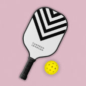 Naam toevoegen Wit en zwart minimalistische Chevro Pickleball Paddle