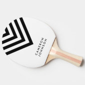 Naam toevoegen Wit en zwart minimalistische Chevro Tafeltennisbatje (Zijkant)