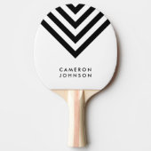 Naam toevoegen Wit en zwart minimalistische Chevro Tafeltennisbatje (Voorkant)