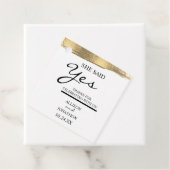 Naam toevoegen Ze zei ja Gold Glitter Verloving Bedankjes Labels (In situ)