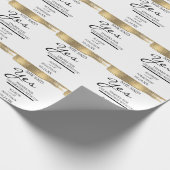 Naam toevoegen Ze zei ja Gold Glitter Verloving Cadeaupapier (Hoek)