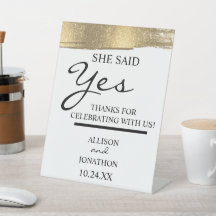 Naam toevoegen Ze zei ja Gold Glitter Verloving