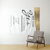 Naam toevoegen Ze zei ja Gold Glitter Verloving Ta Wandkleed (In Situ (horizontaal))