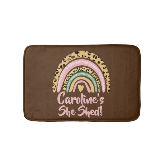 Naam toevoegen: zij heeft de roze regenbooghartsla badmat (Voorkant)