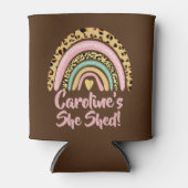 Naam toevoegen: zij heeft de roze regenbooghartsla blikjeskoeler (Voorkant)