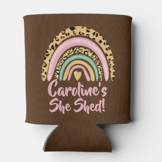 Naam toevoegen: zij heeft de roze regenbooghartsla blikjeskoeler (Achterkant)