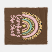 Naam toevoegen: zij heeft de roze regenbooghartsla fleece deken (Voorkant (Horizontaal))