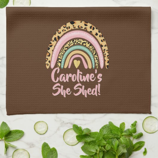 Naam toevoegen: zij heeft de roze regenbooghartsla theedoek (Gevouwen)