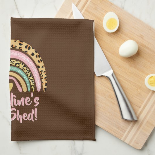 Naam toevoegen: zij heeft de roze regenbooghartsla theedoek (Quarter Fold)