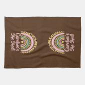 Naam toevoegen: zij heeft de roze regenbooghartsla theedoek (Horizontaal)