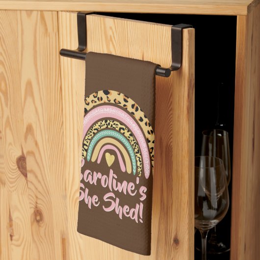 Naam toevoegen: zij heeft de roze regenbooghartsla theedoek (Derde Gevouwen)