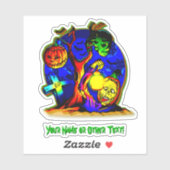 Naam toevoegen: Zombie Monster Pumpkin Witch Cross Sticker (Vel)