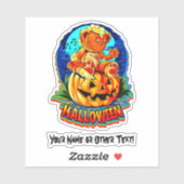 Naam toevoegen Zombie Teddy Bear Pumpkin Knife Hal Sticker (Vel)